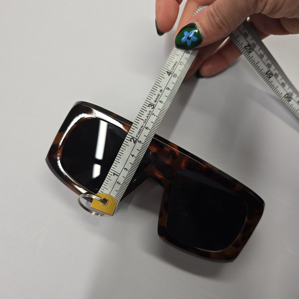 Tortoise Oversized Flat Top Shield Sunglasses UV400 Protection NEW - Picture 6 of 8